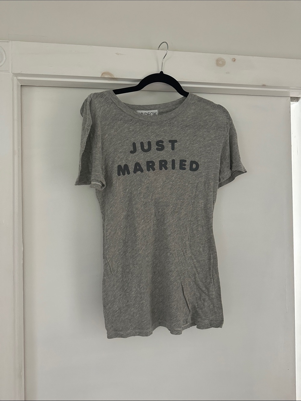 Wildfox Heather Gray JUST MARRIED  Crewneck Tee SIZE Large NWT
